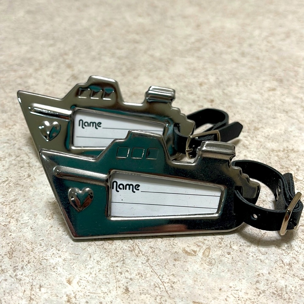 SET OF 2 KATE ASPEN CRUISE SHIP OR YACHT SILVER PLATED LUGGAGE TAGS